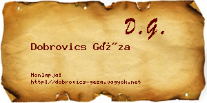 Dobrovics Géza névjegykártya